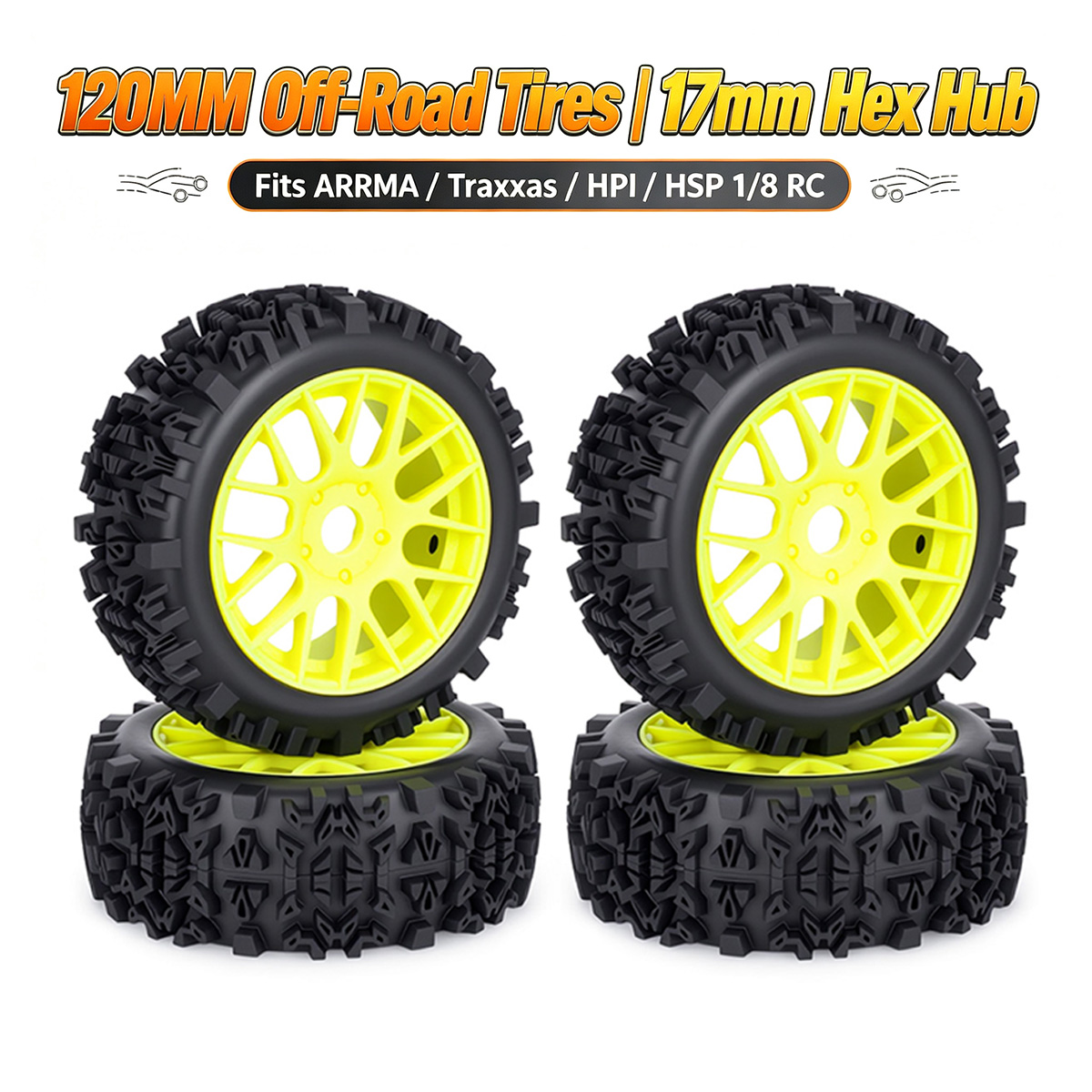 Rc Hobby Trucks - 120MM Off-Road RC Tires 17mm Hex