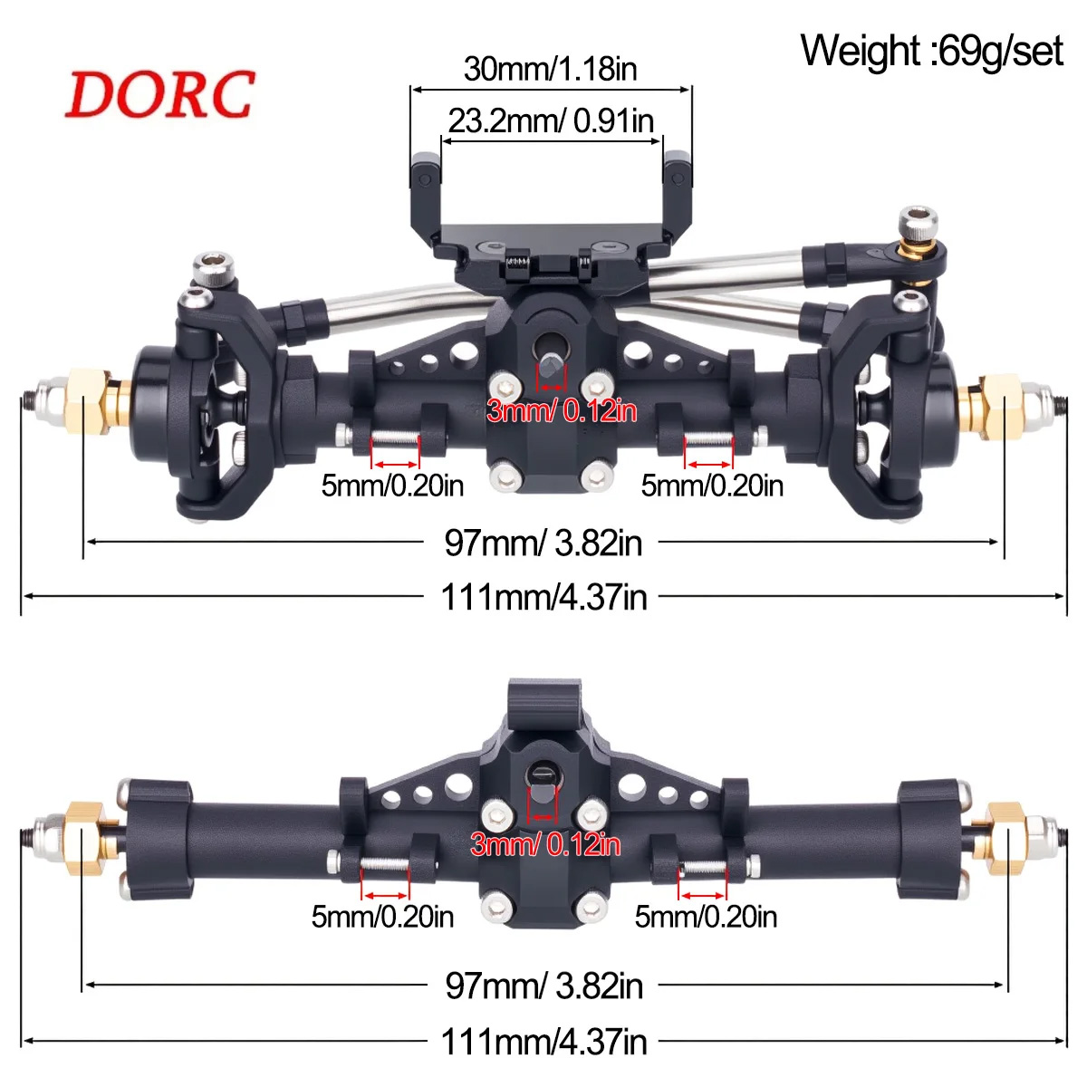 Rc Hobby Factory - 1Set Plastic Axles w/ Servo Mount