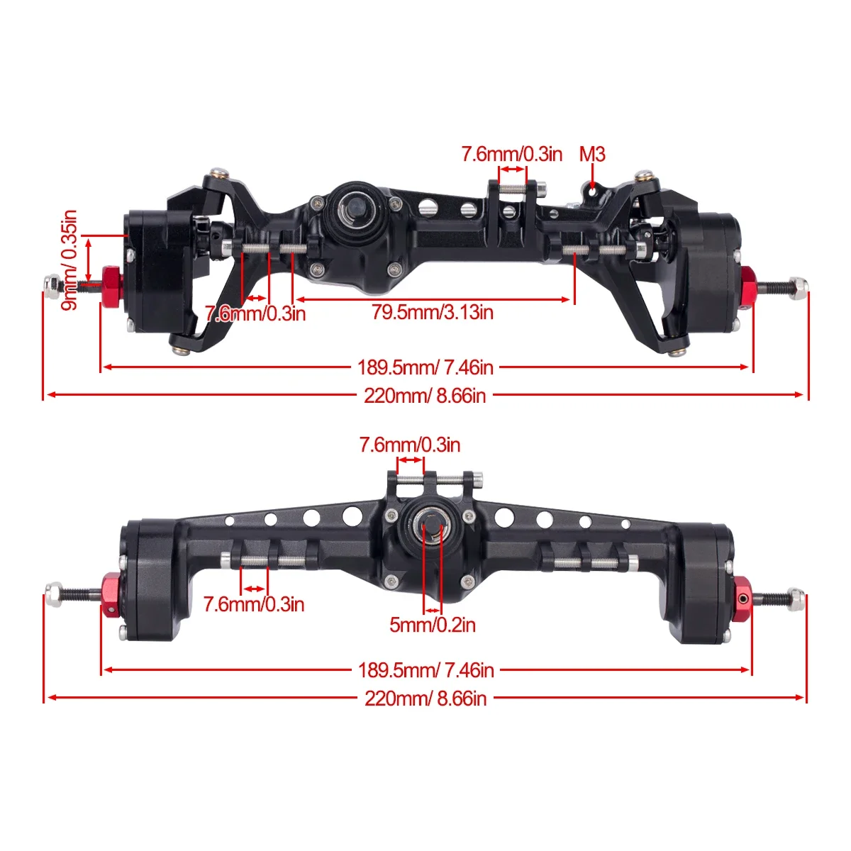 CNC Aluminum SCX10 III Front R - Rc Hobby Factory ulasan dan harga